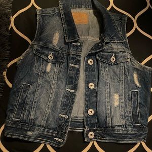 Women’s denim distressed vest